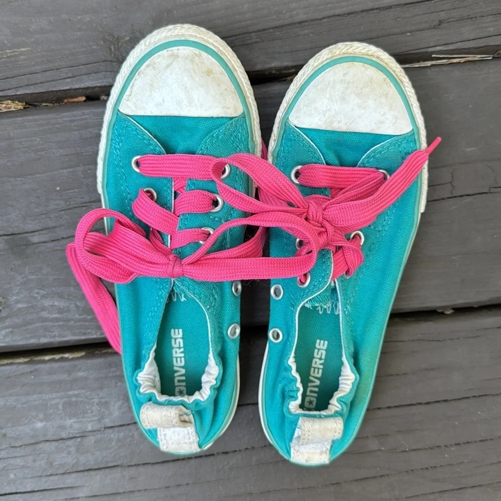Converse girls teal and pink sneakers size 1